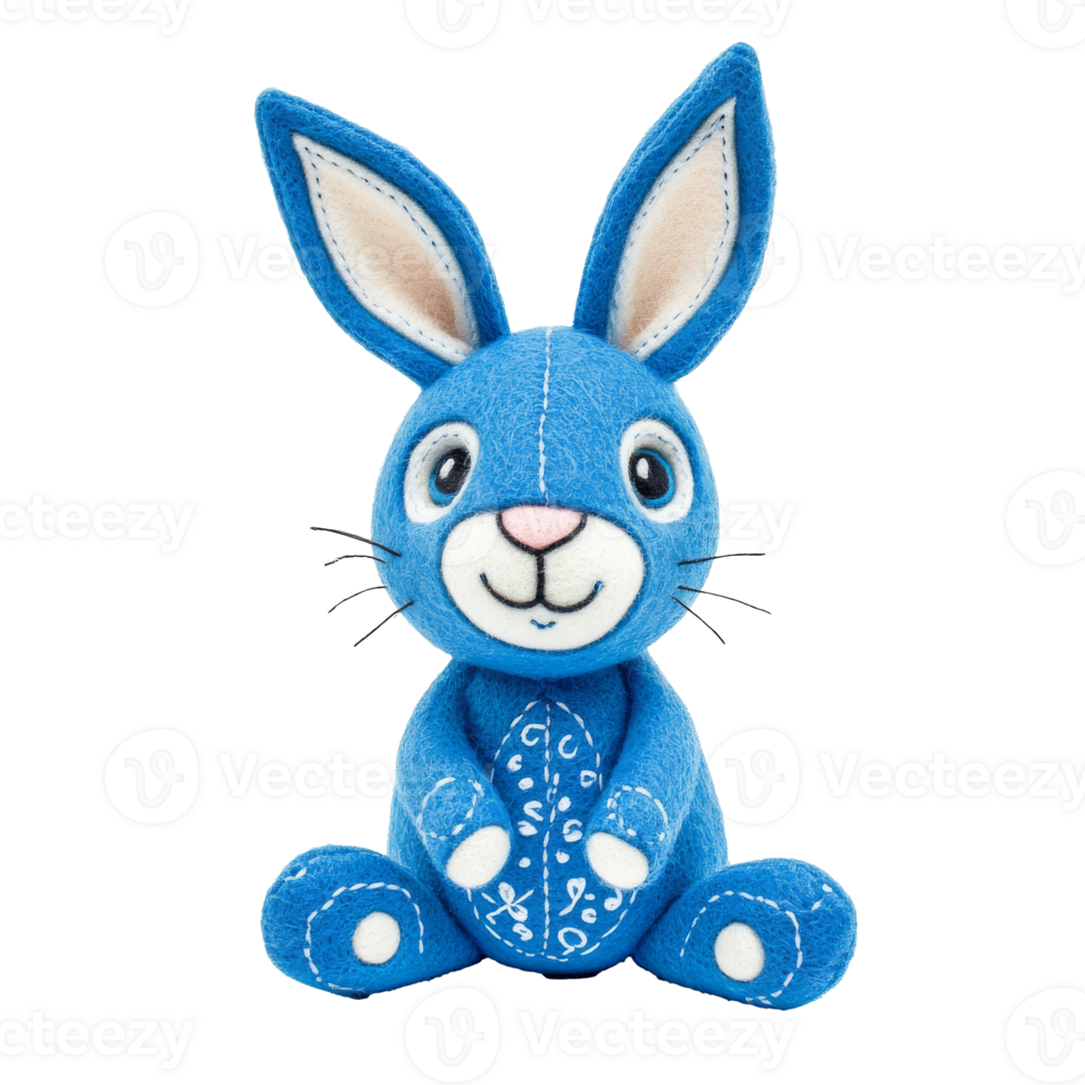 Friendly blue rabbit plush toy png