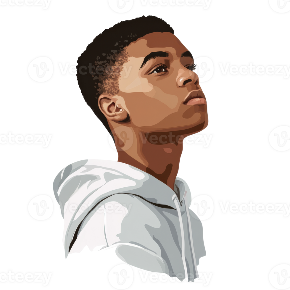 Thoughtful youth gazing upward png