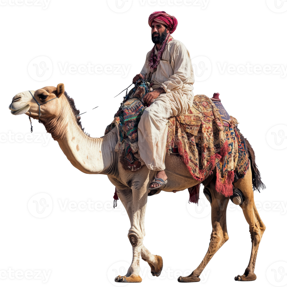Camel rides through the desert by day png
