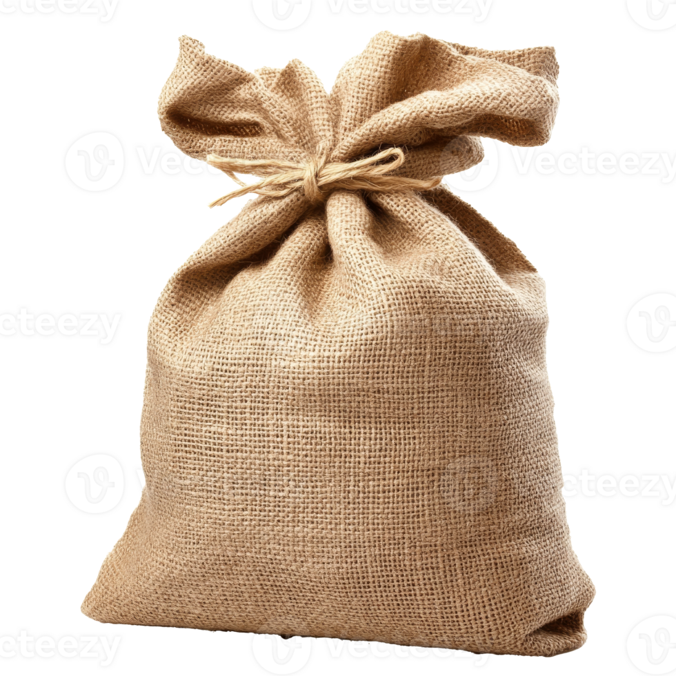 Sack made of burlap tied at the top png