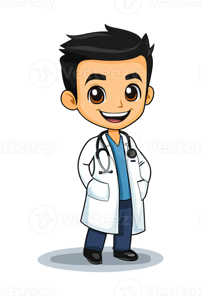 Cheerful smiling doctor cartoon png