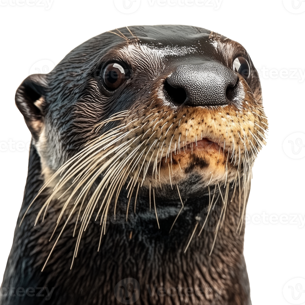 Close up of a curious otter looking for food png