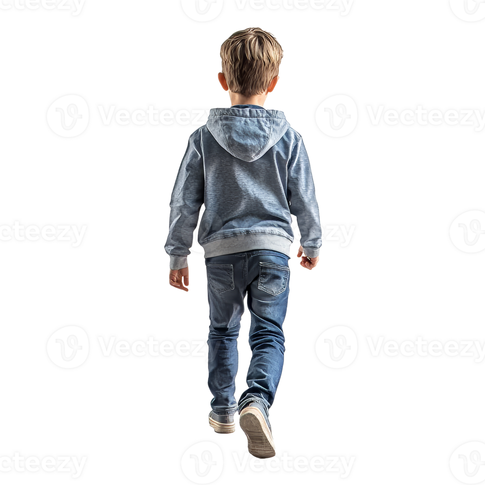 Child in casual clothes walking away png