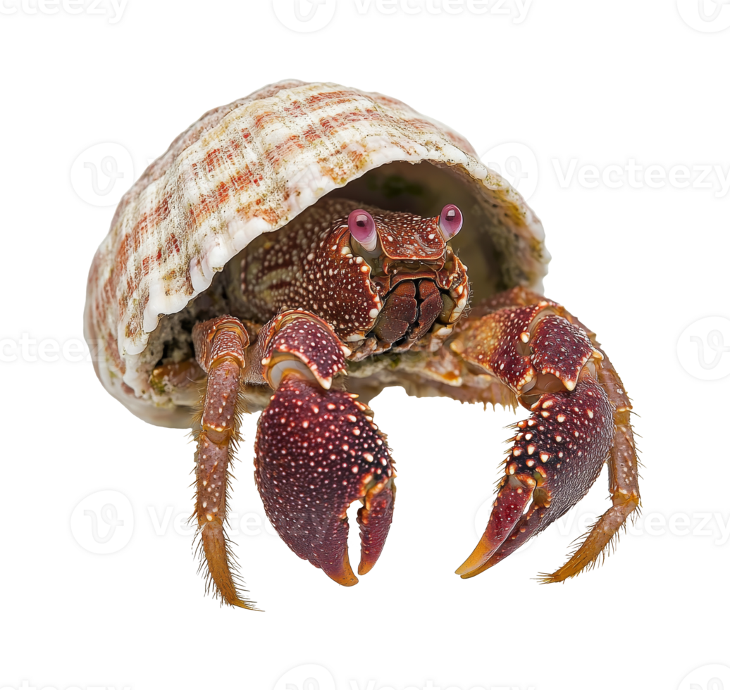 Crab emerges from its shell in a bright setting png