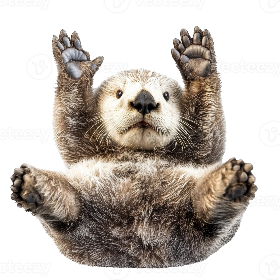 Cute otter with paws raised in playful pose png