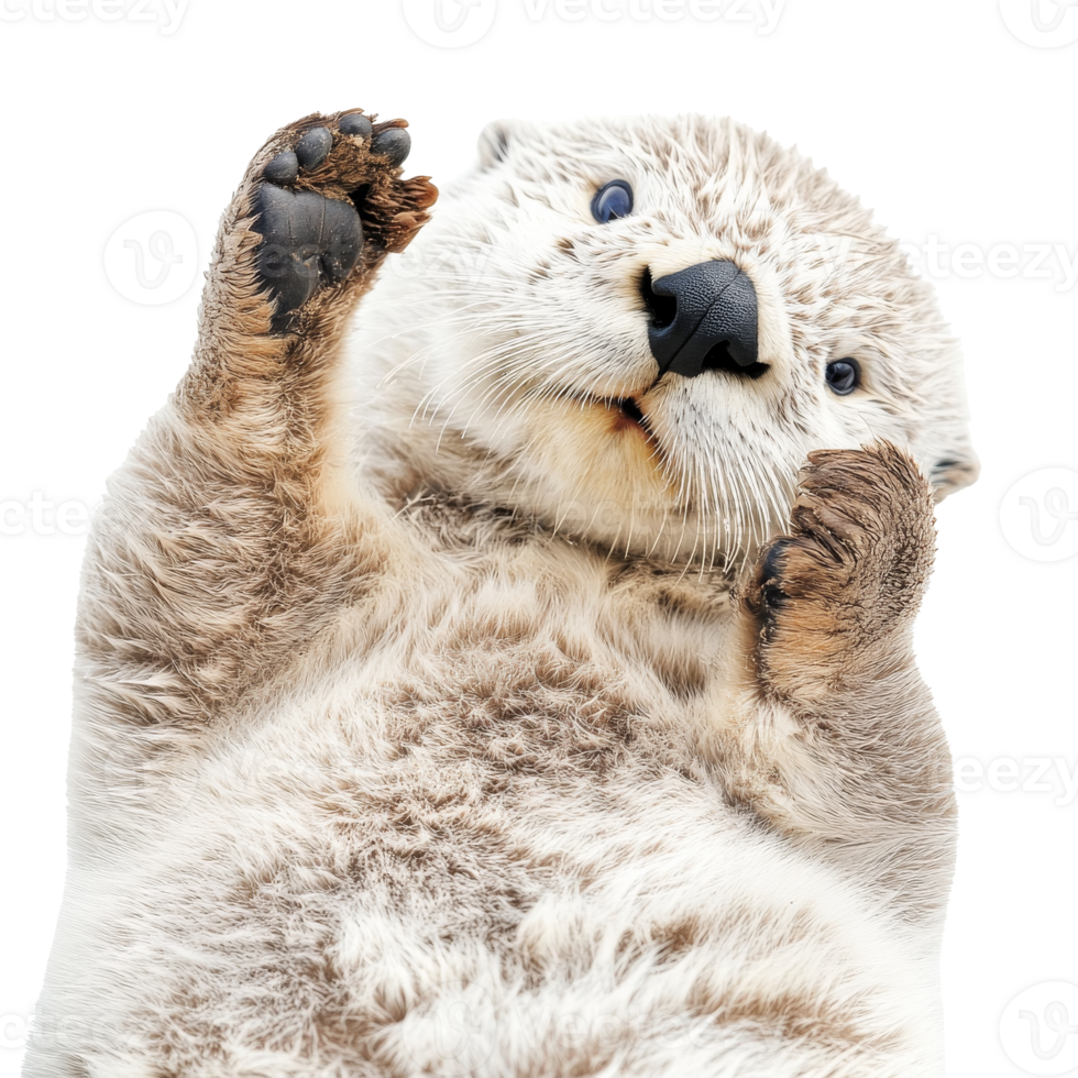 Otter relaxing peacefully while floating on back png