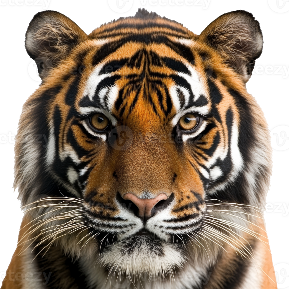 Intense gaze of a majestic tiger in close up view png