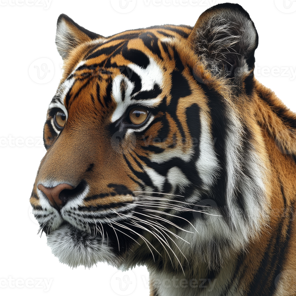 Captivating close up of a majestic tigers head png