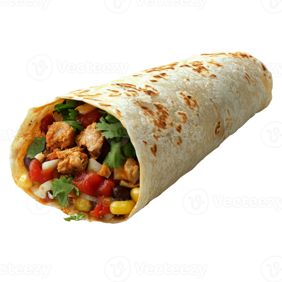Delicious burrito filled with fresh ingredients png
