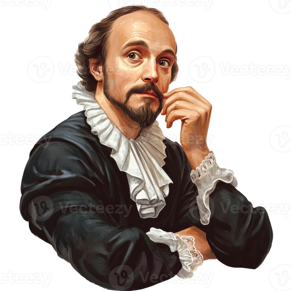 Portrait of a contemplative 16th century writer png