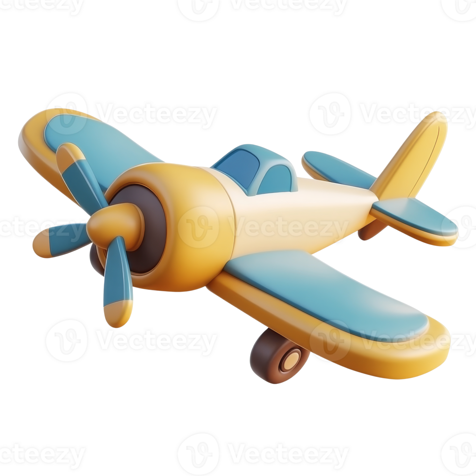 Colorful toy airplane ready for imaginative play png