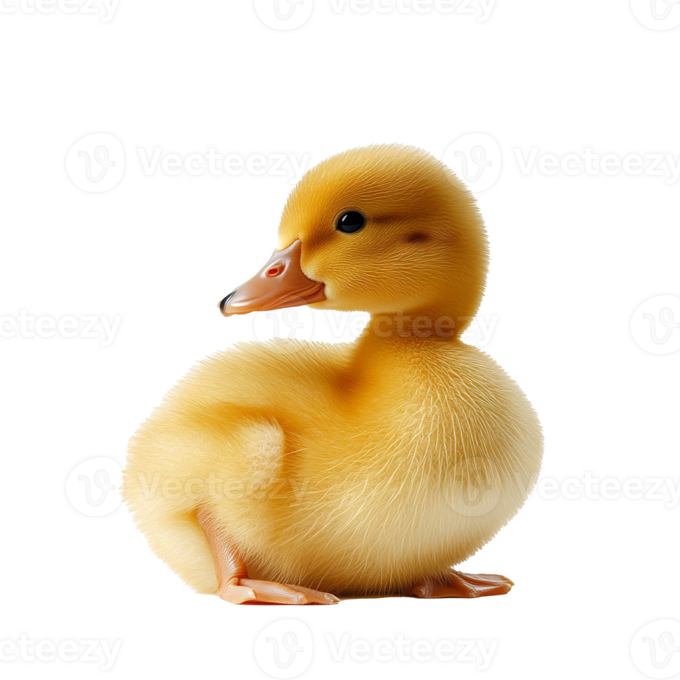 Duckling resting on white background png