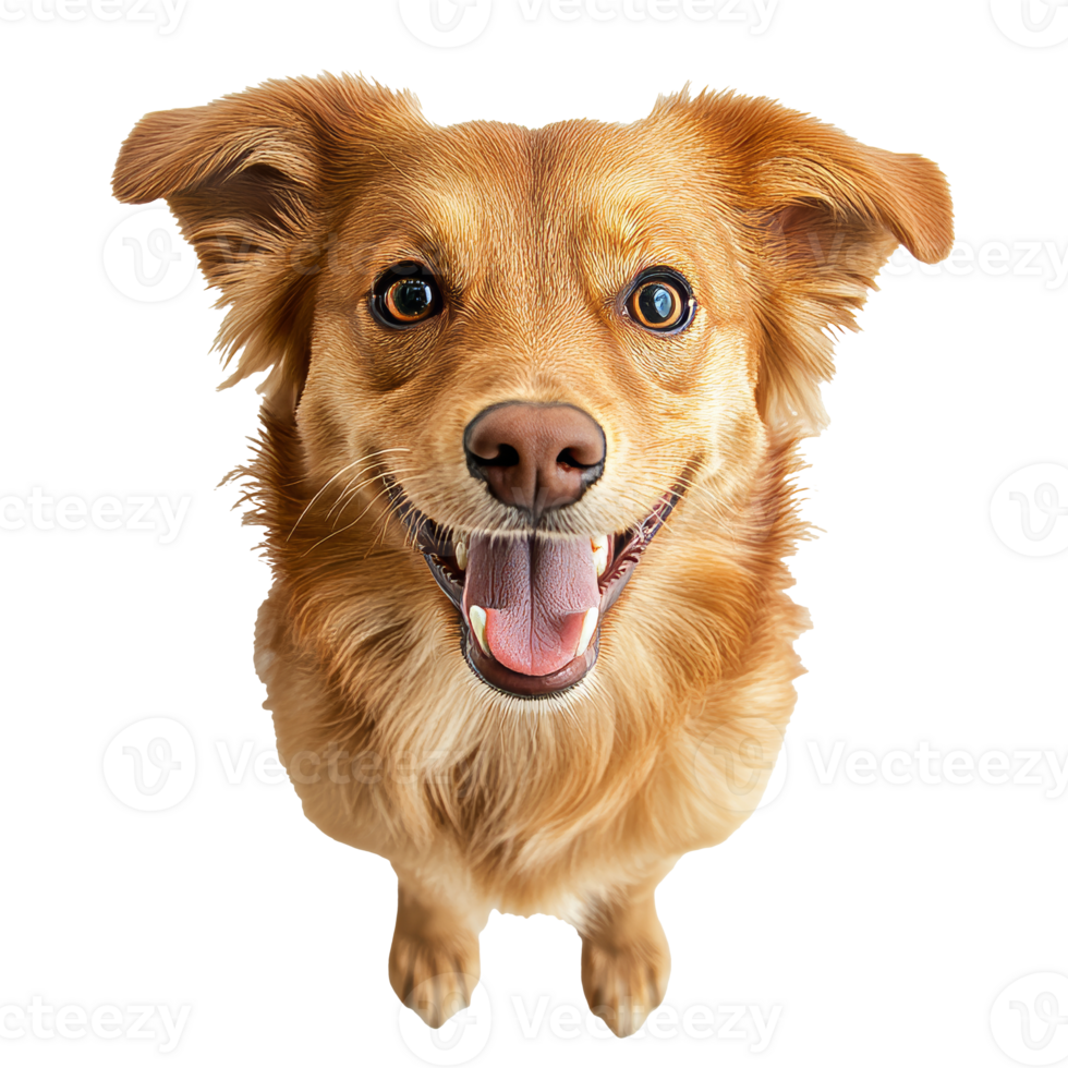 Happy golden retriever mixes up close at a park png