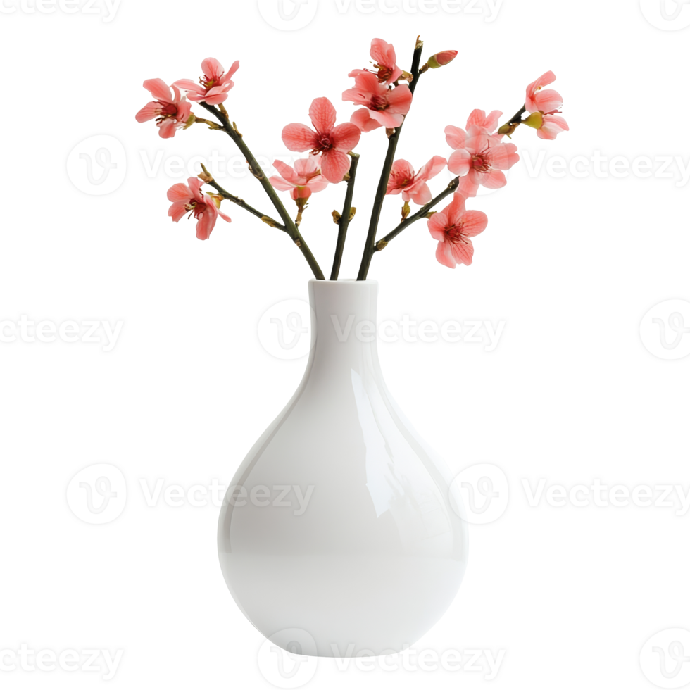 Cherry blossom arrangement in a simple vase png