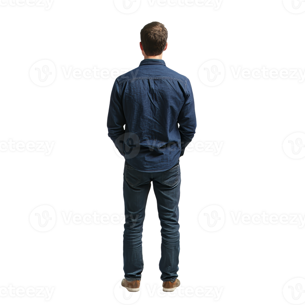Man standing with back facing the viewer indoors png