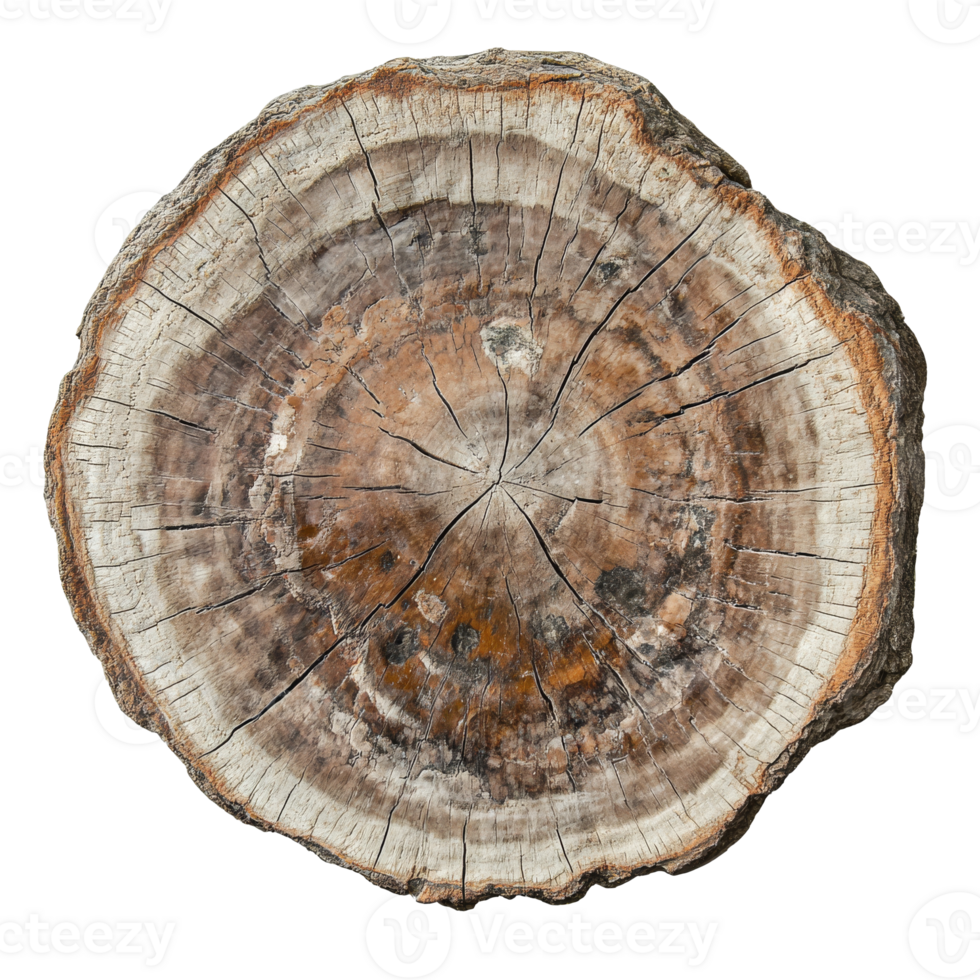 Tree stump displaying growth rings texture png