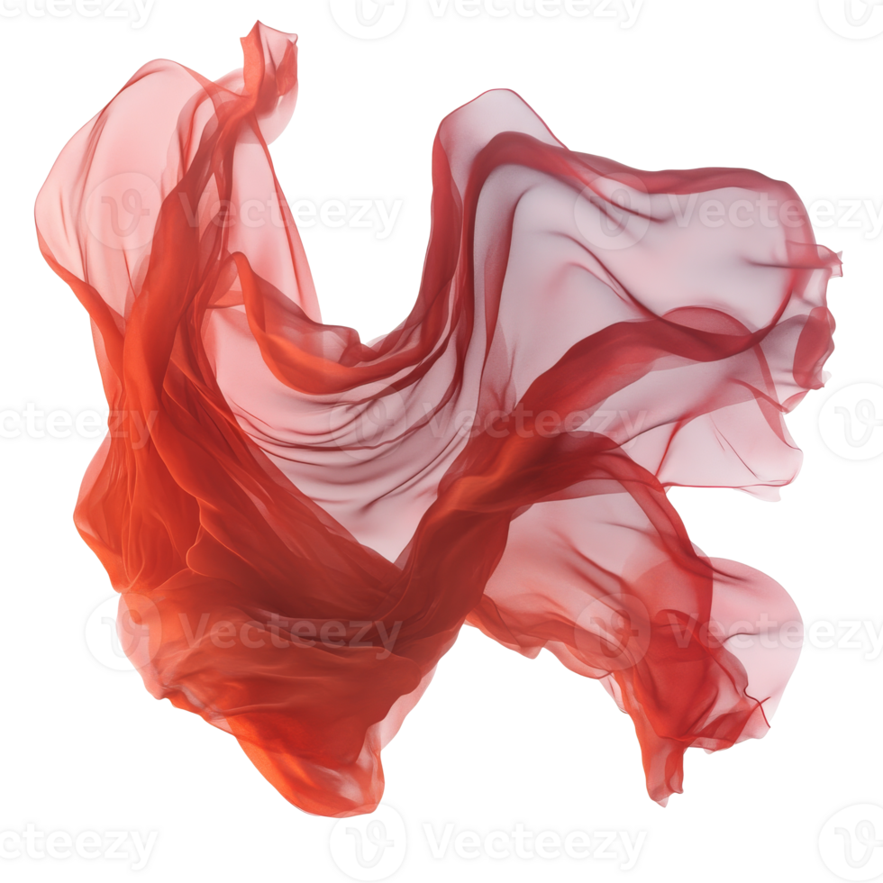 Red fabric forms a captivating abstract png