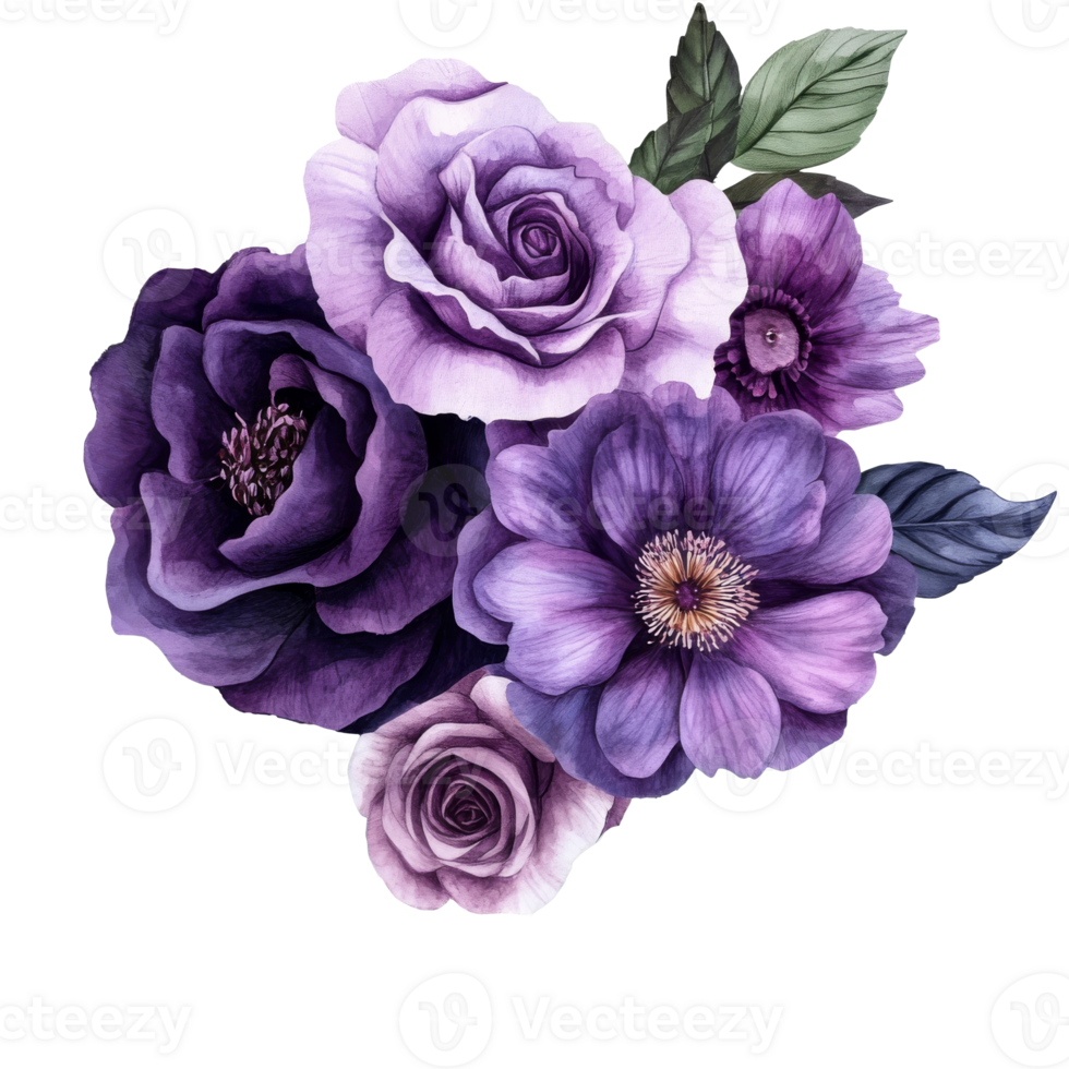 Vibrant purple flowers in a beautiful arrangement png