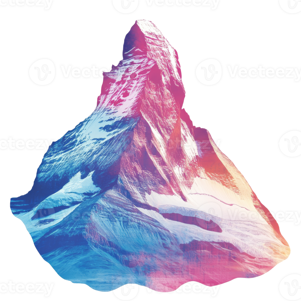 Vibrant mountain peak with artistic color blend png
