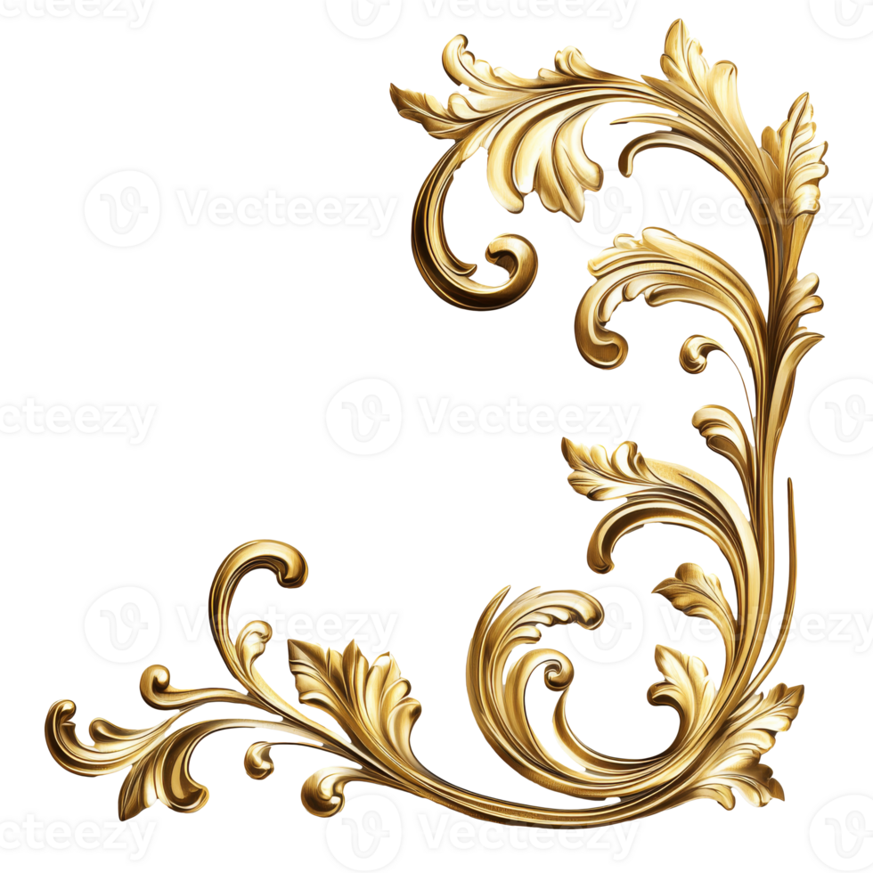 Elegant golden floral corner design for decoration png