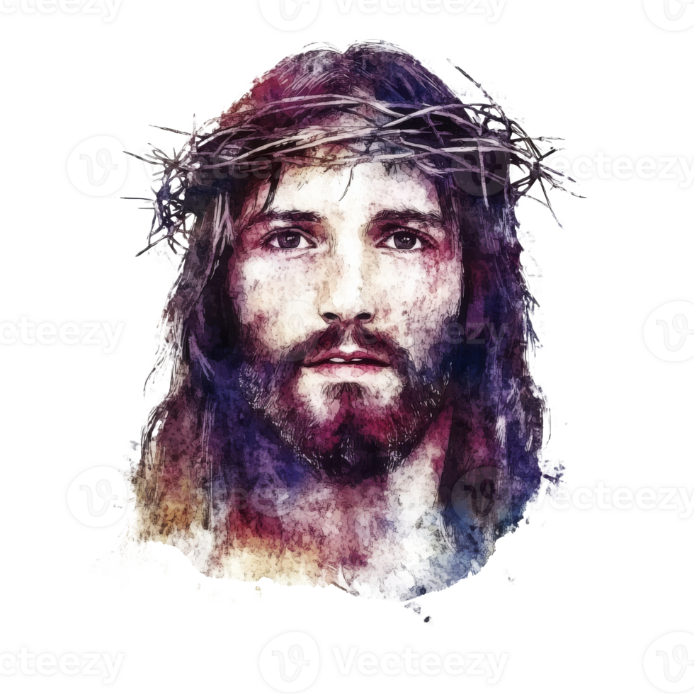 Depiction of a man with a crown of thorns png