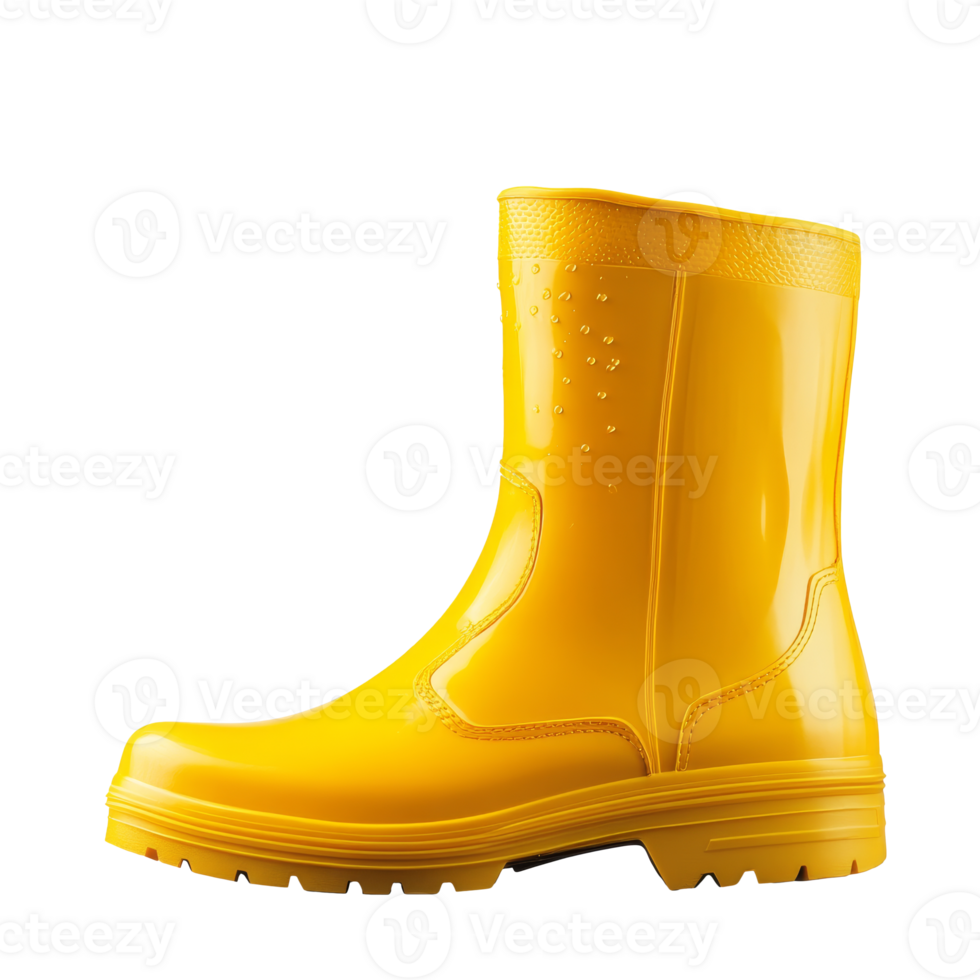 Bright yellow rubber boots on a white background png