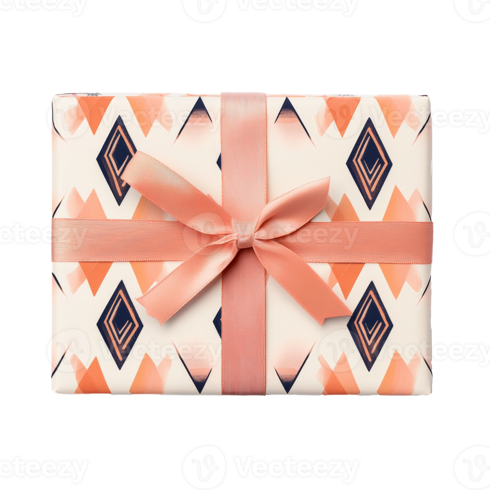 Beautifully wrapped gift with colorful design png