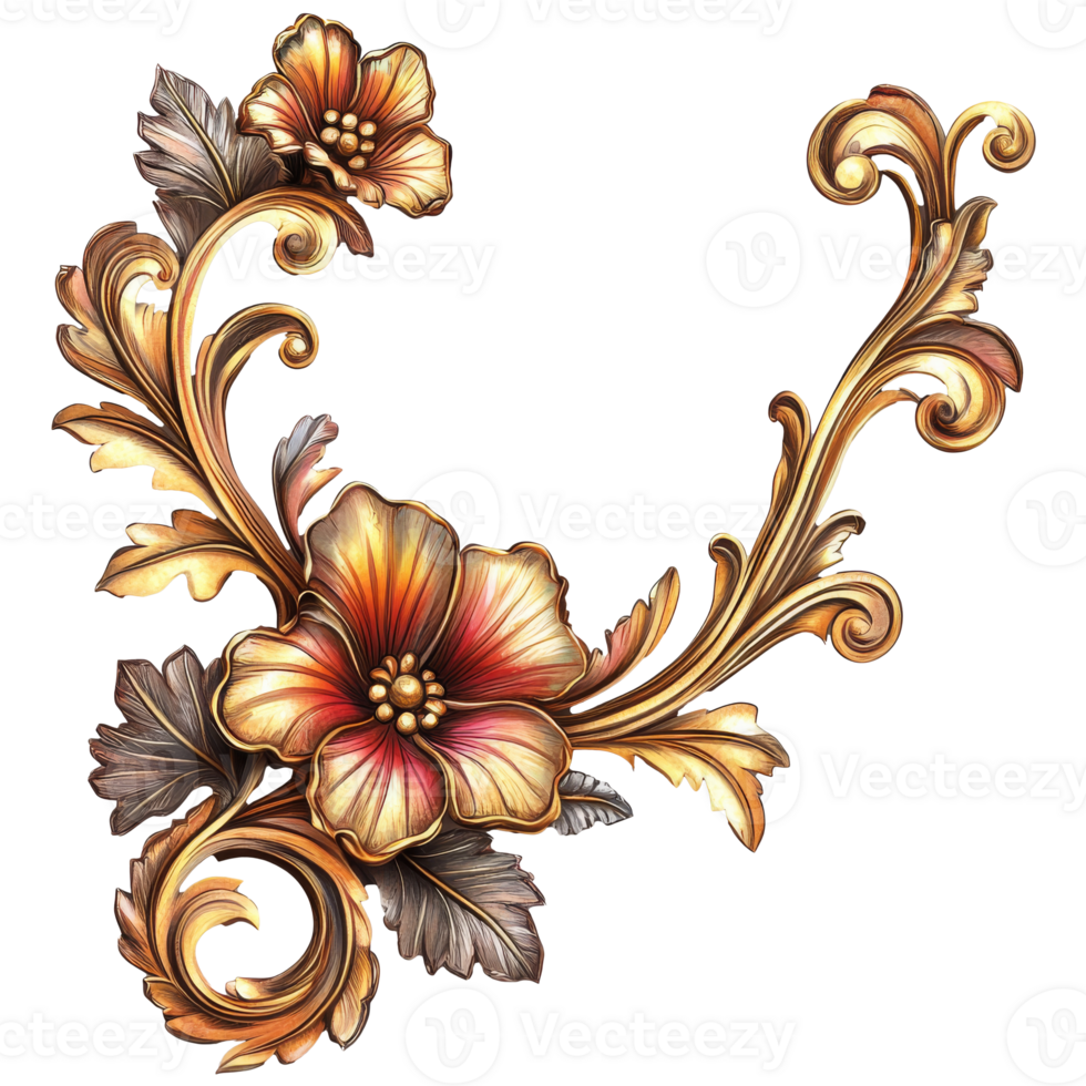 Decorative floral design with intricate details png