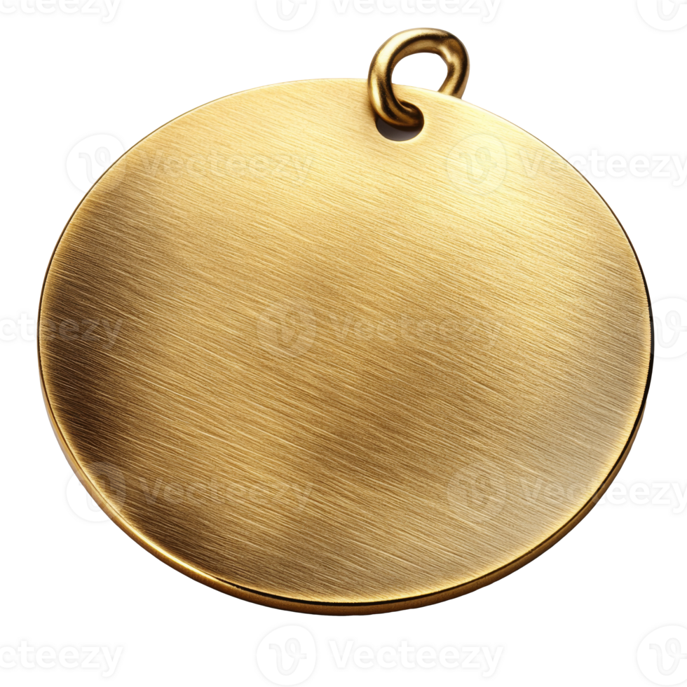 Brass round medal with a smooth surface and loop png