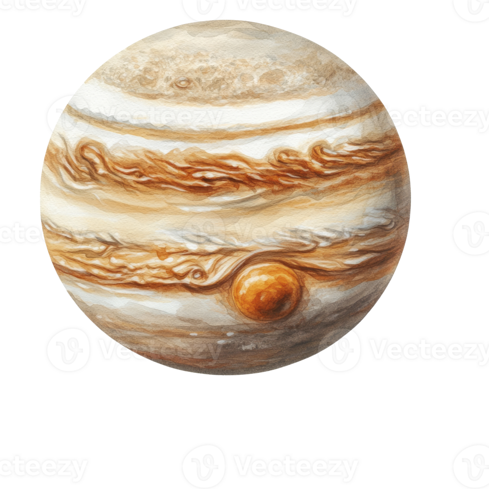 Jupiter with its distinct bands and Great Red Spot png