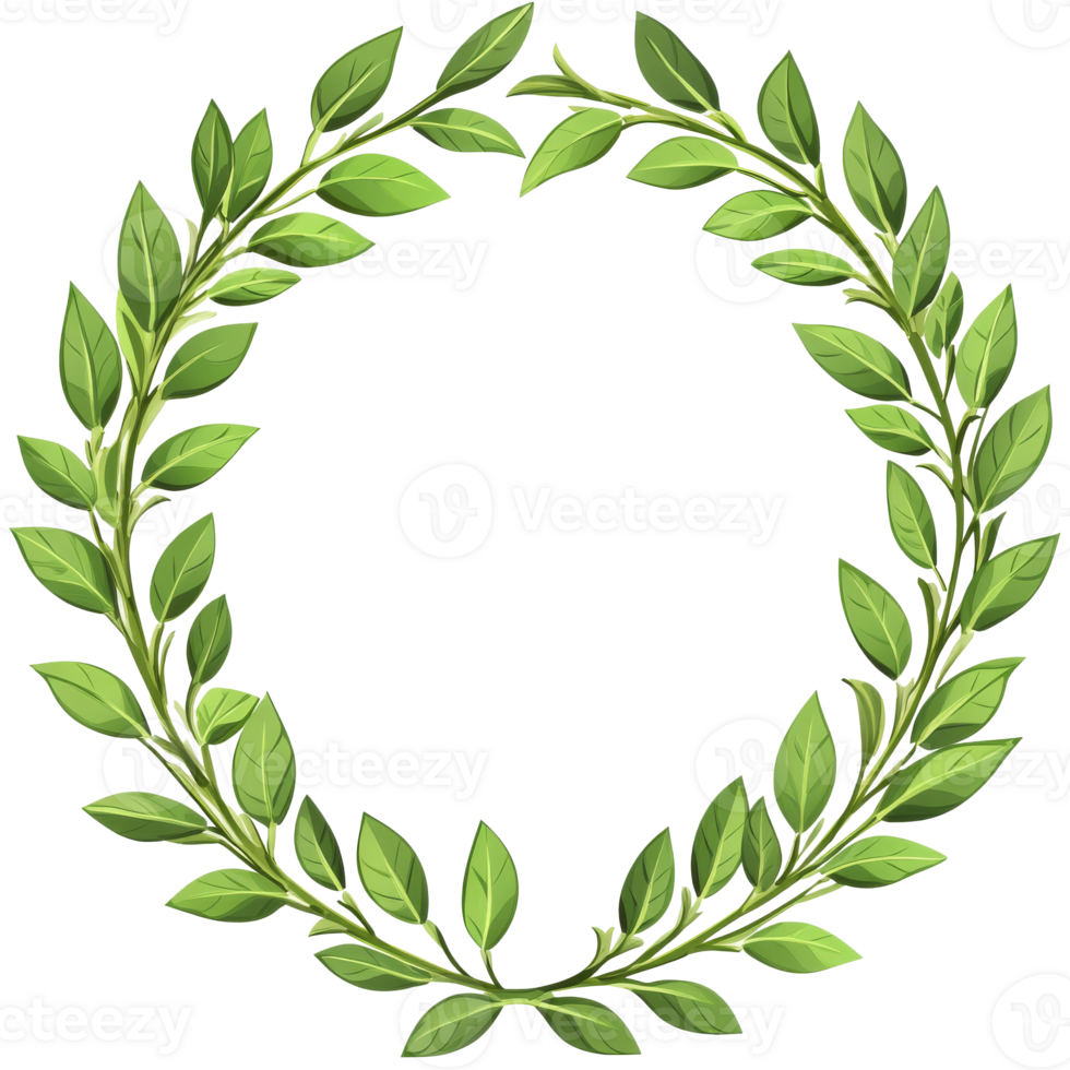 Green wreath made of leaves for decoration png