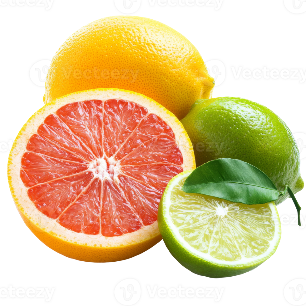 Citrus fruits arranged on neutral background png