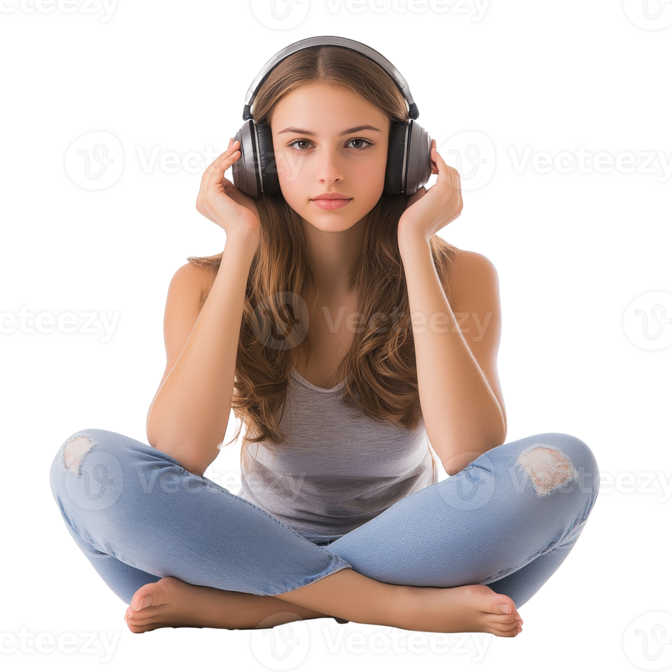 Relaxing with music in a comfy spot png