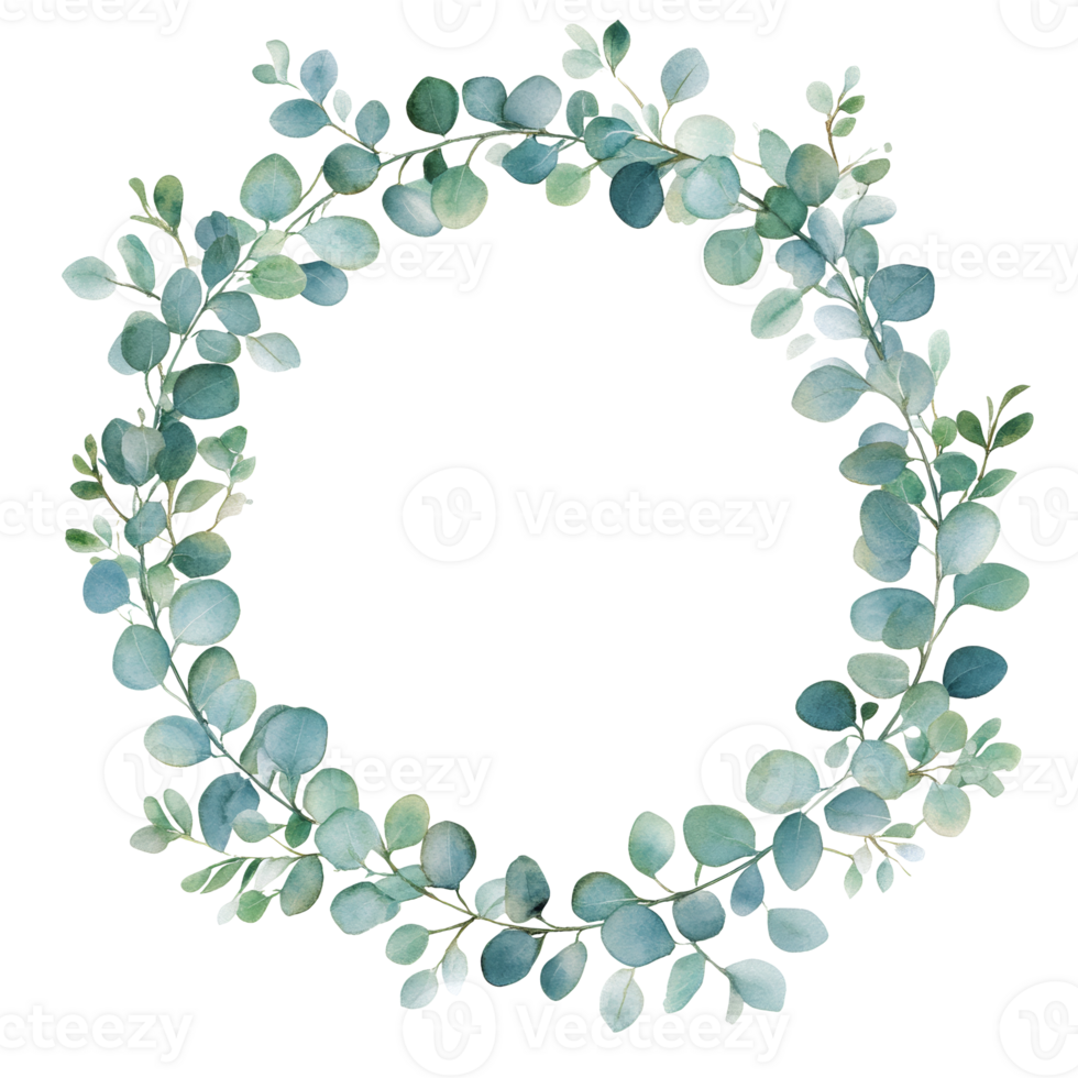 Decorate with a beautiful green eucalyptus wreath png
