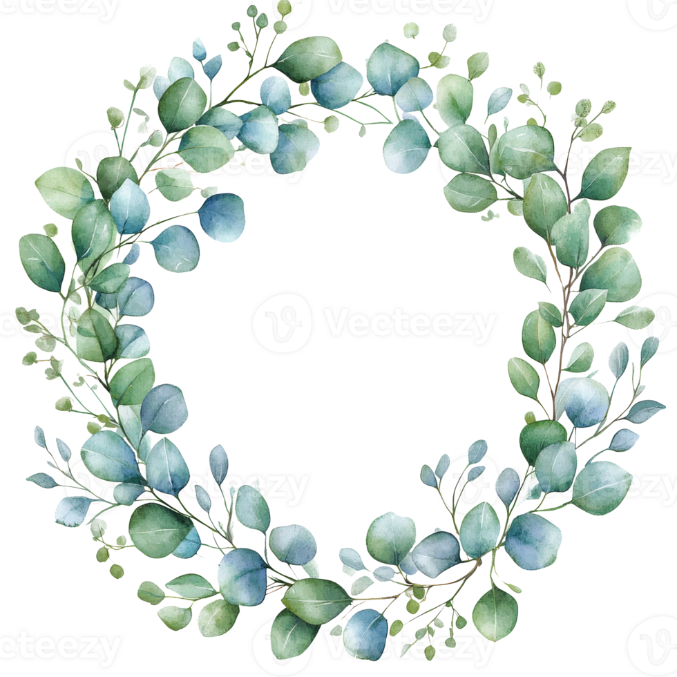Circular arrangement of green and blue leaves png