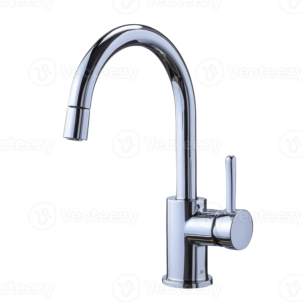 Modern chrome kitchen faucet with sleek design png