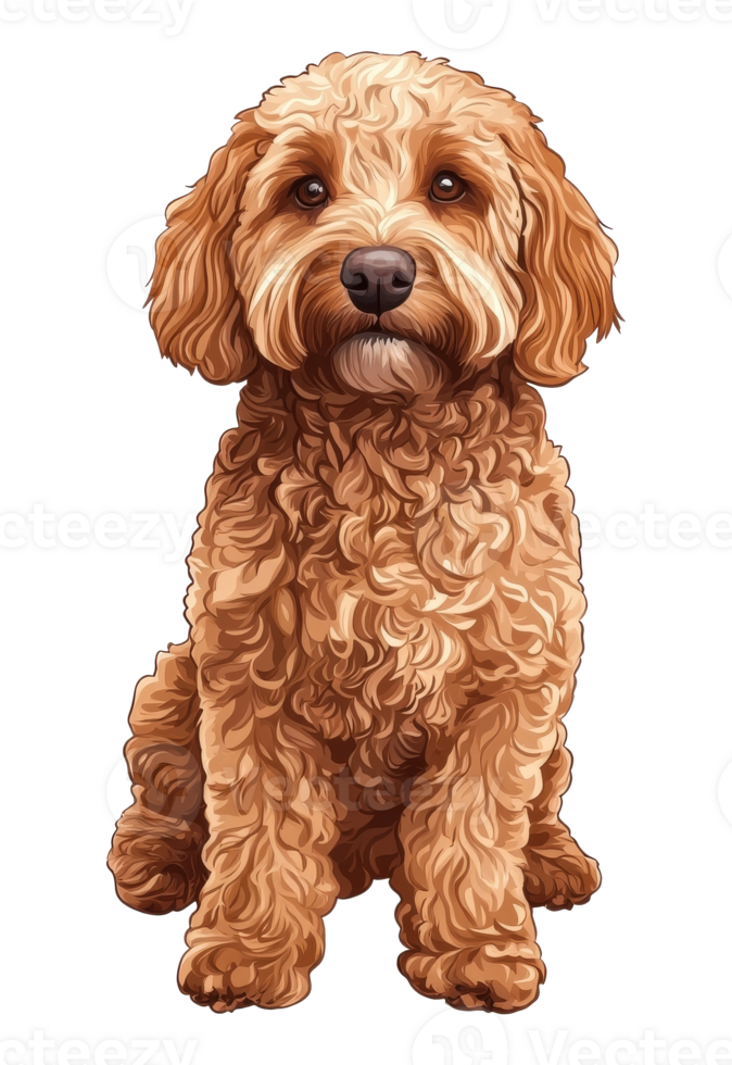 Adorable curly coated dog sitting calmly png