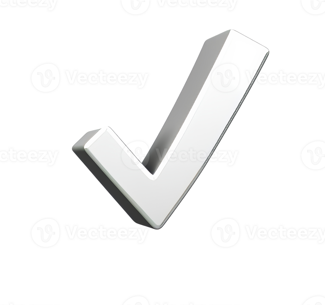 Check mark symbol in three dimensional design png