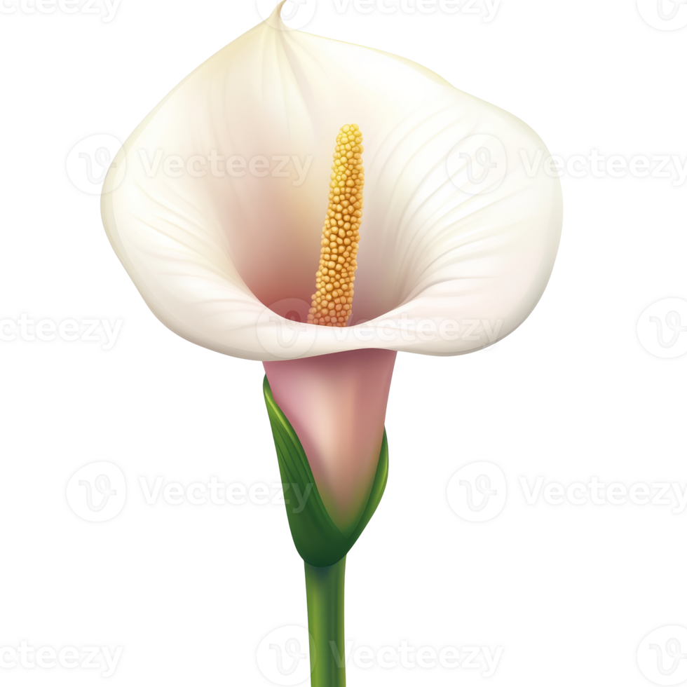 Elegant white calla lily in full bloom png