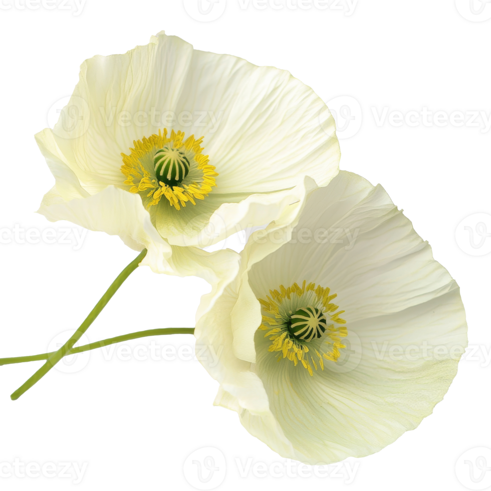 White poppy flowers blooming gracefully together png