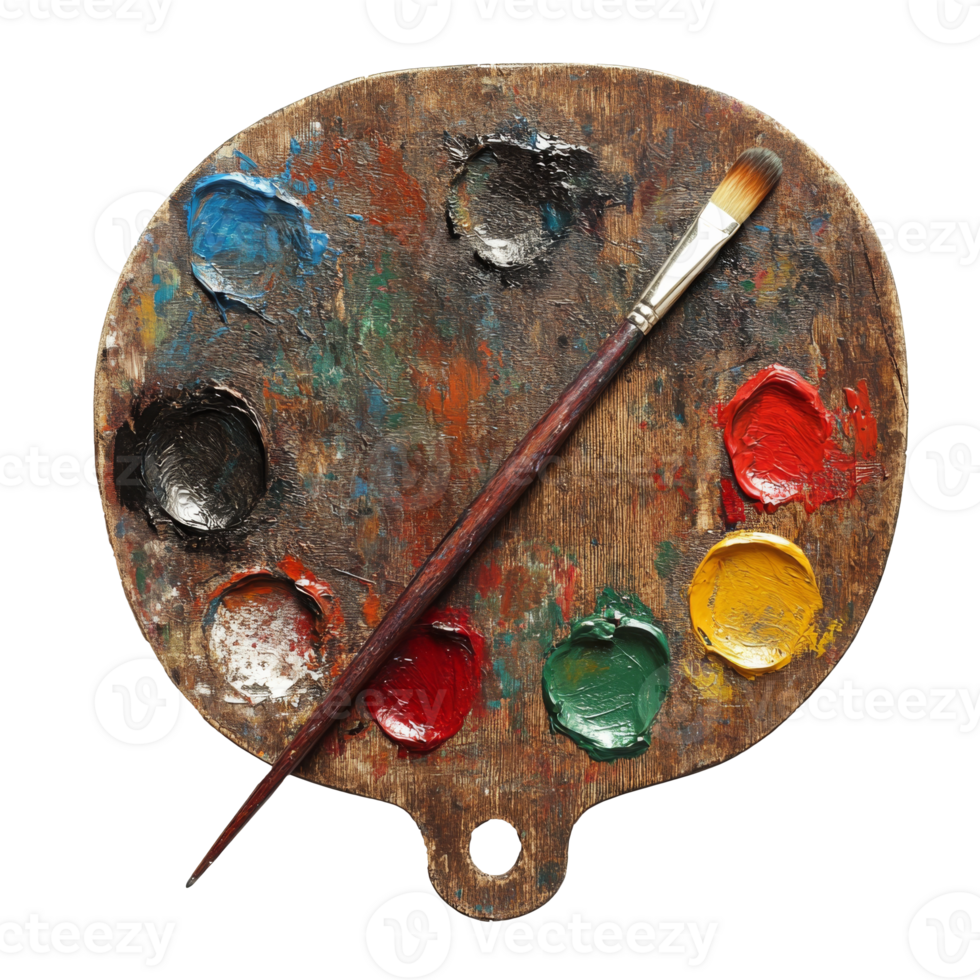Vibrant paint palette ready for creative artwork png