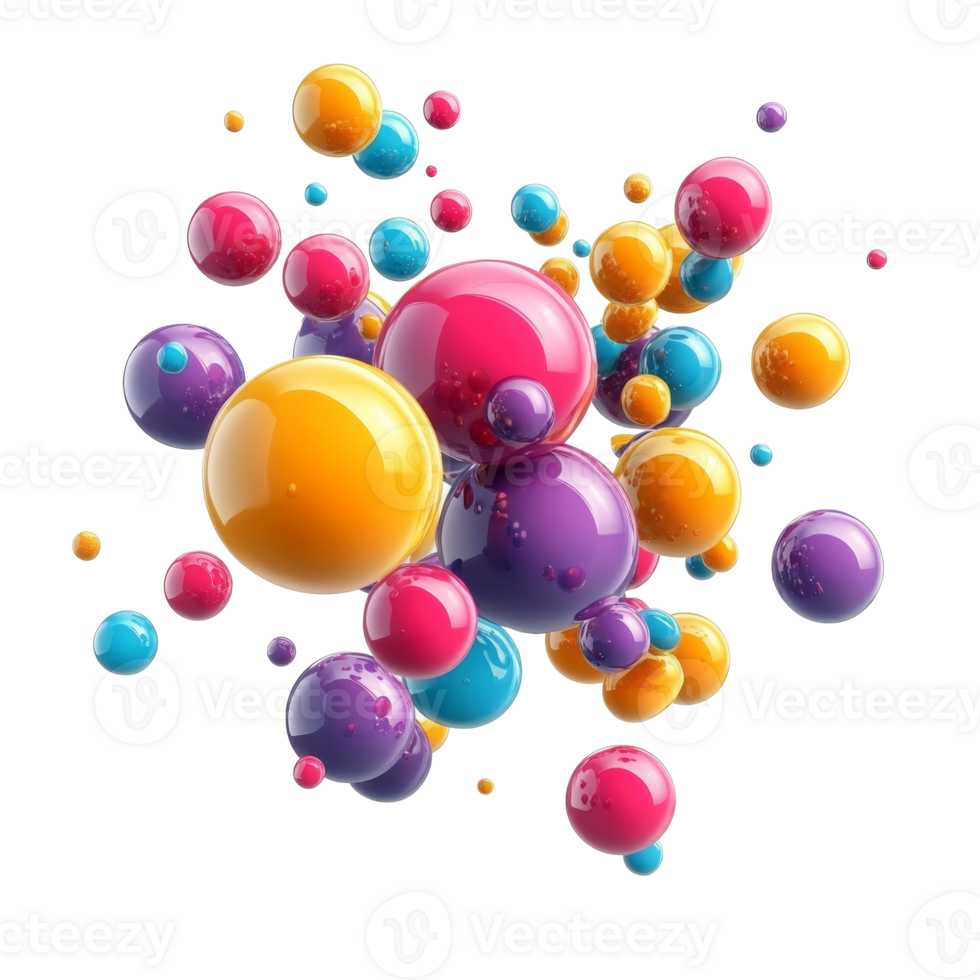 Colorful spheres floating in vibrant arrangement png