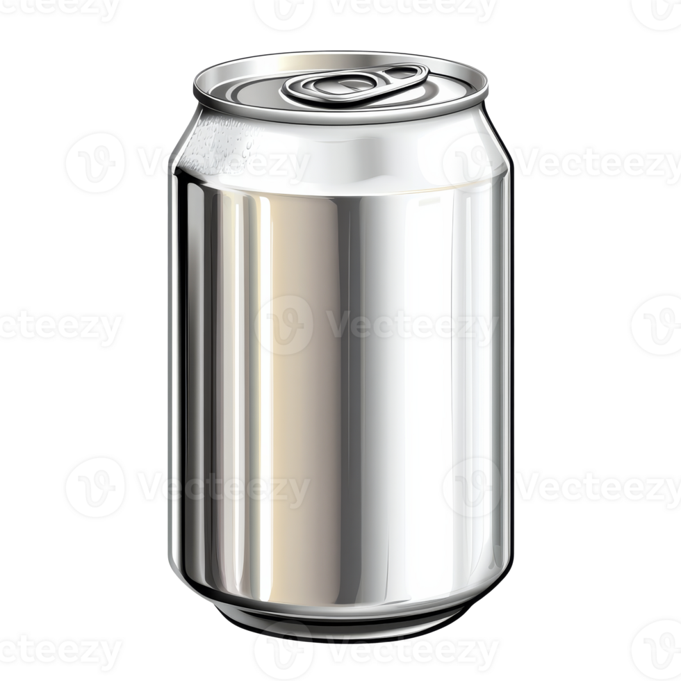 Reflective aluminum can on a white background png