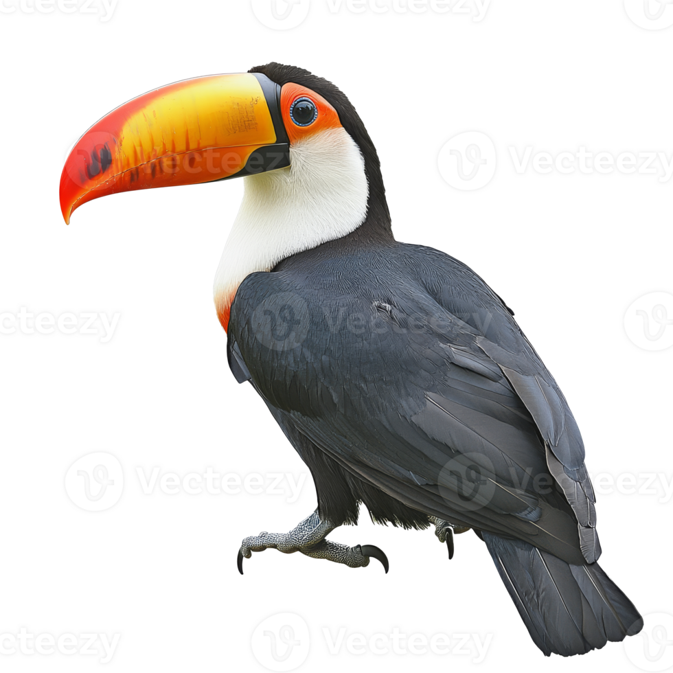 Vivid toucan perched on branch png
