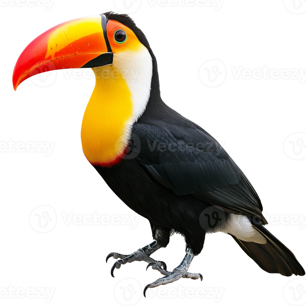 Brightly colored toucan perched in natural habitat png