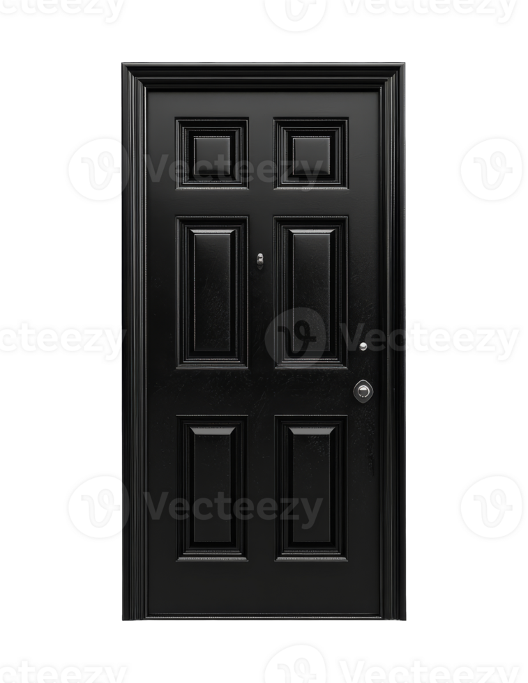 Elegant black front door with classic style png