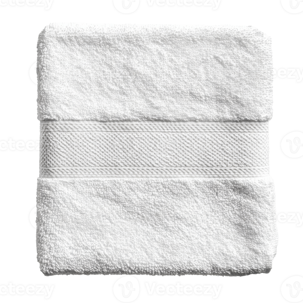 Neatly folded white towel on plain bg png
