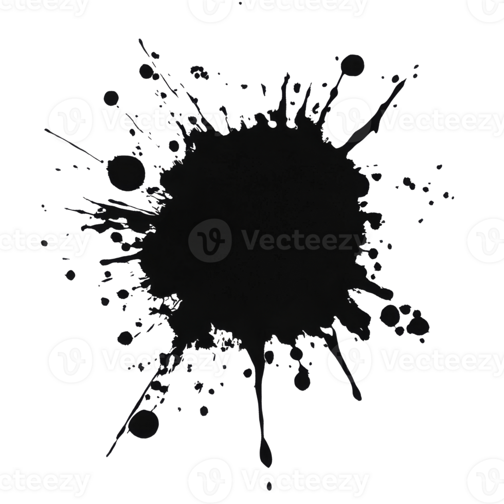 Black ink splash with dynamic shapes and textures png