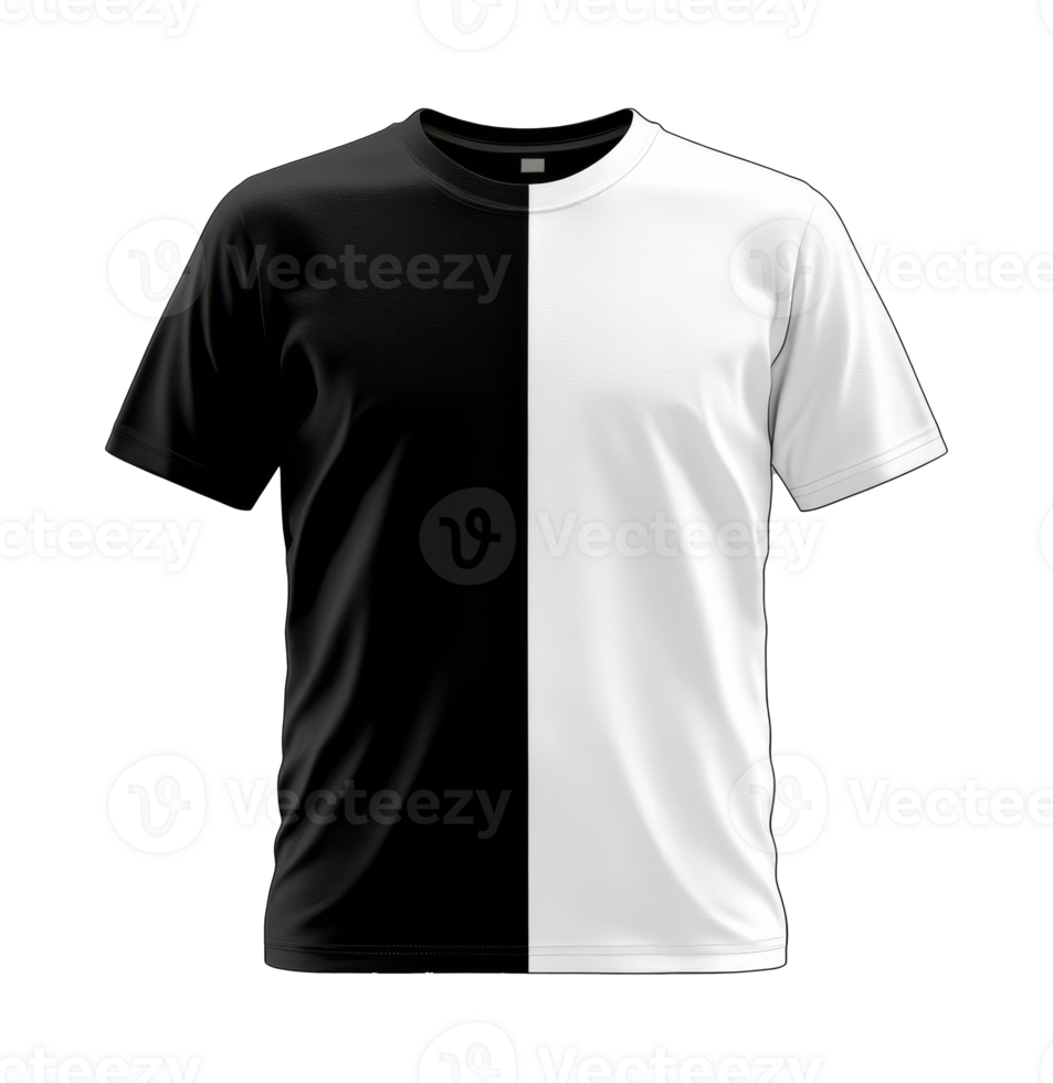 Black and white color block tee design png