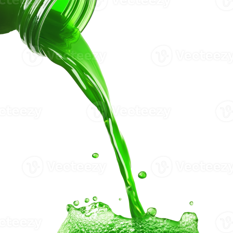 brillant vert liquide éclabousser de une bouteille png